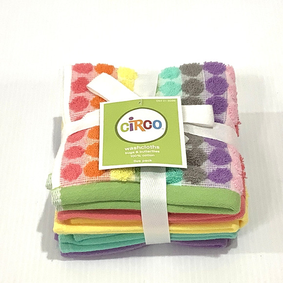 Circo Bath Circo Bugs Butterflies 5 Pack Washcloths Rainbow Color Kids Bath New Poshmark